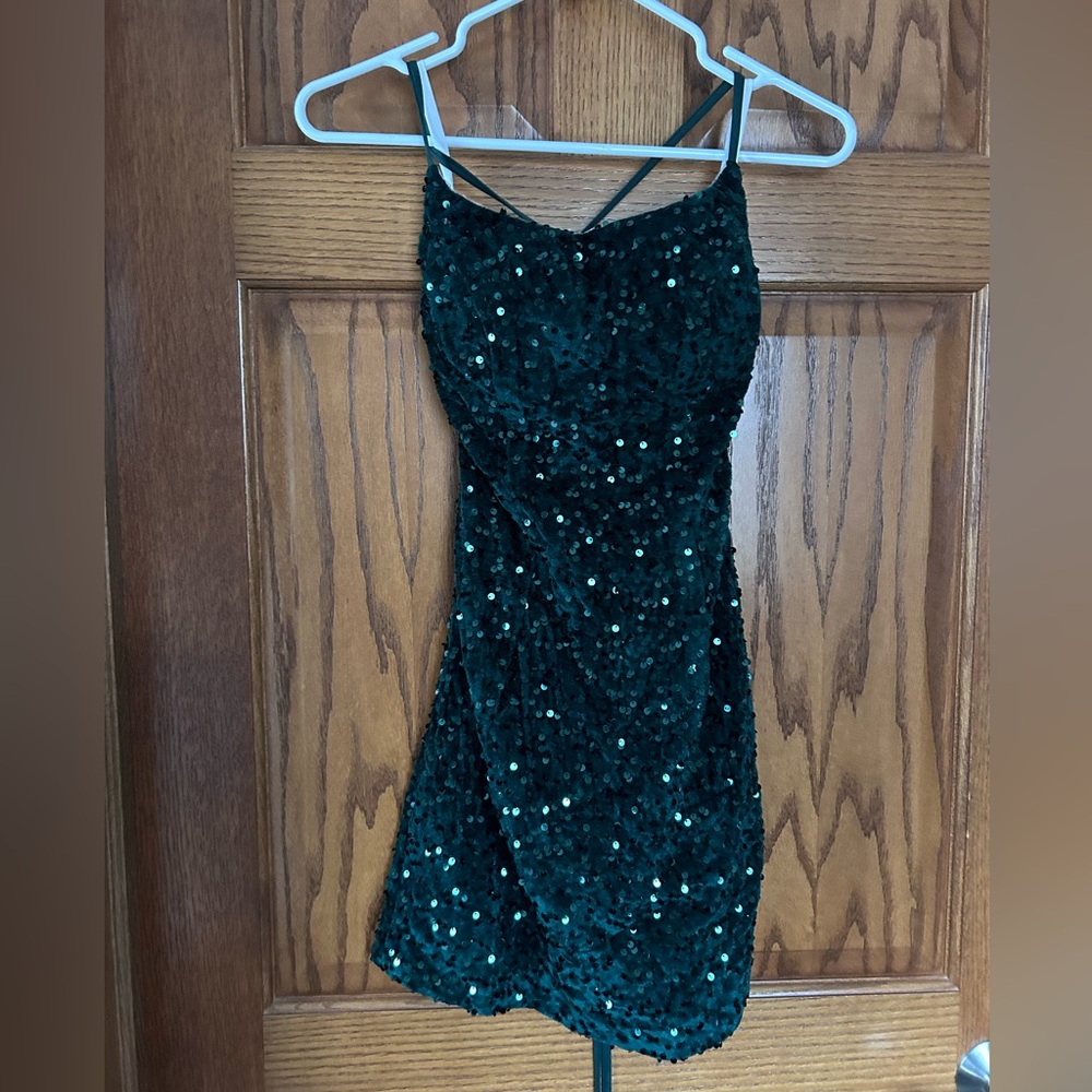 Sparkling Dark Green Mini Dress